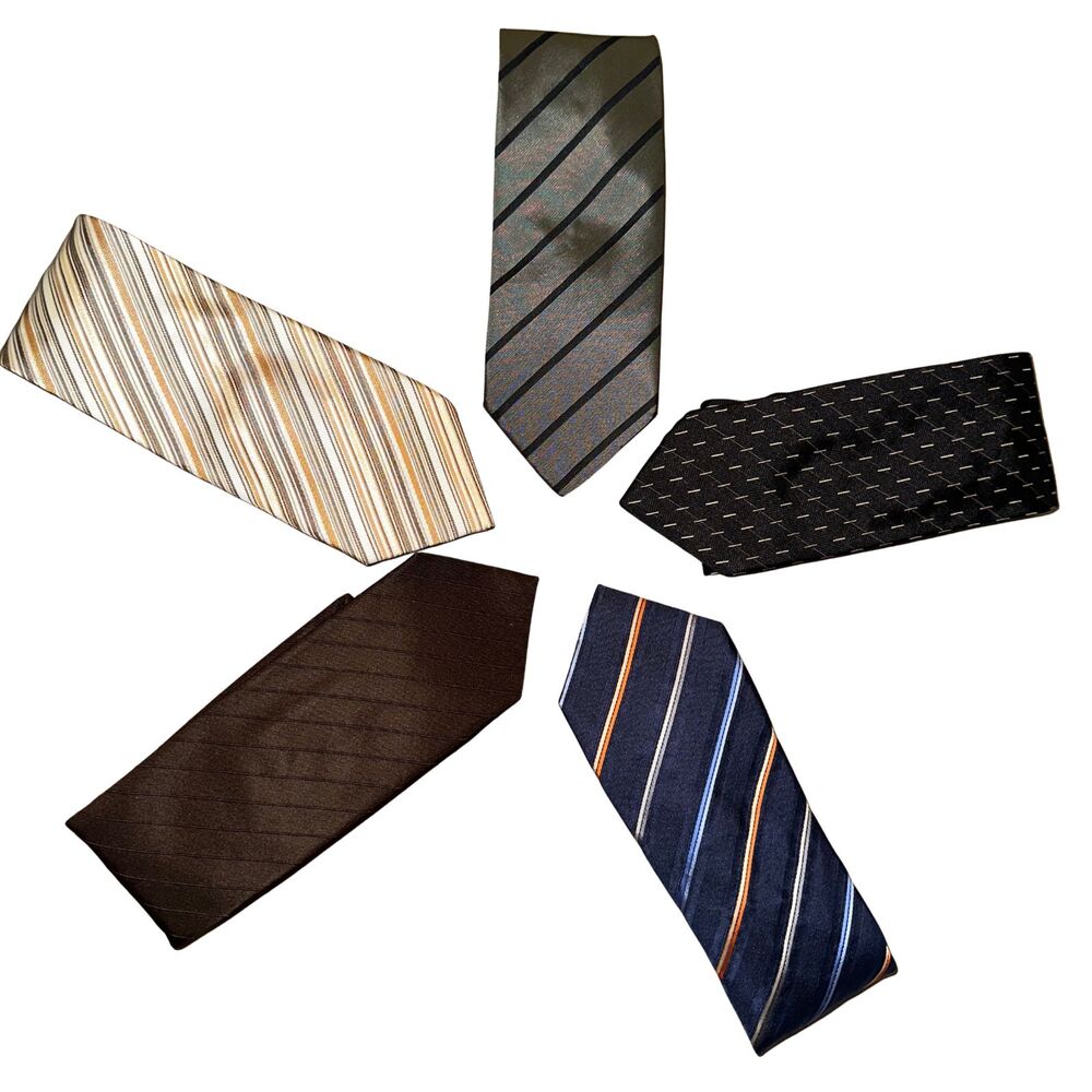 Zara Man Silk Neckties Lot of 5 Striped Pattern Mens Accessories One Size